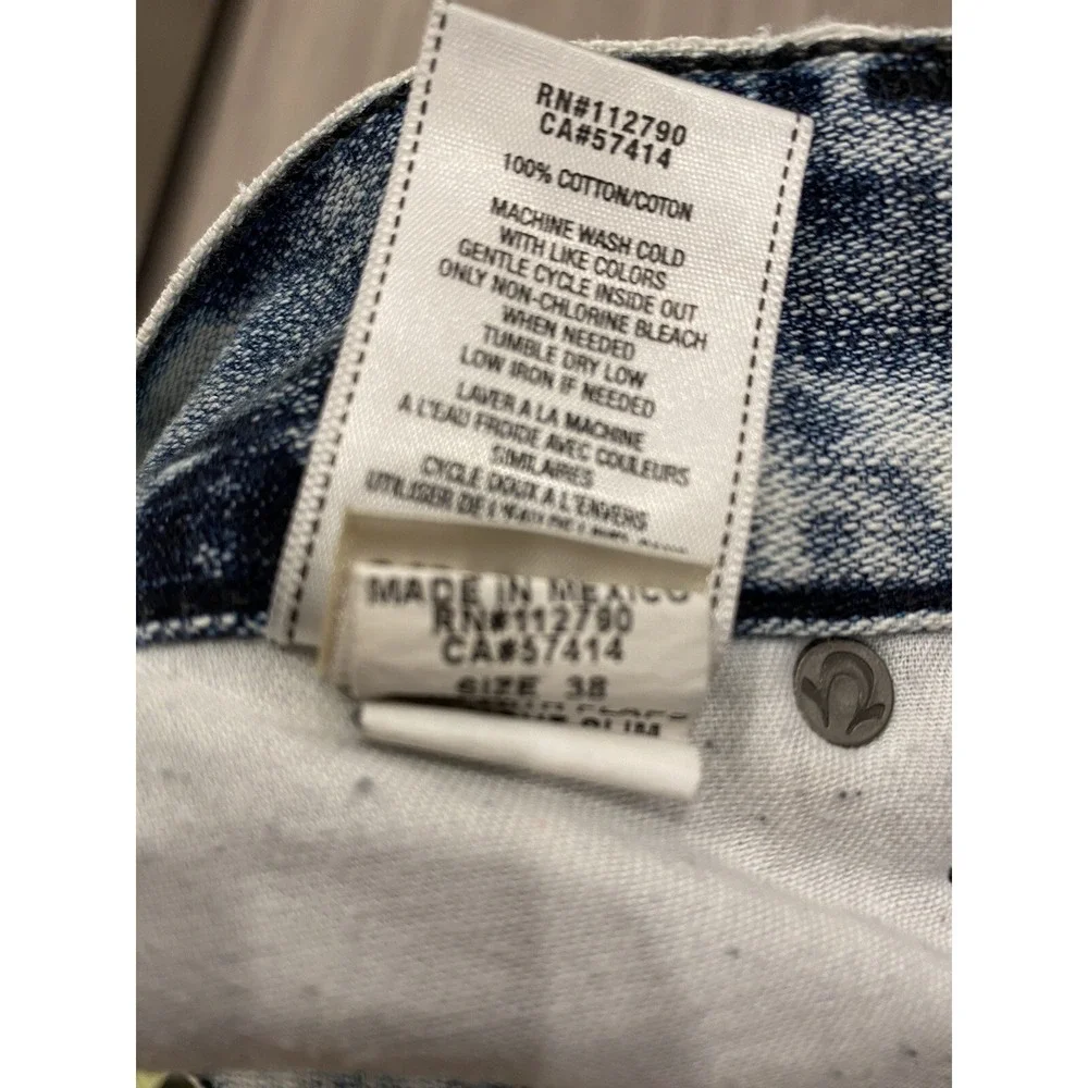 True Religion Jeans Shorts Mens 38 Ricky Relaxed Super T Flap Acid Wash Denim